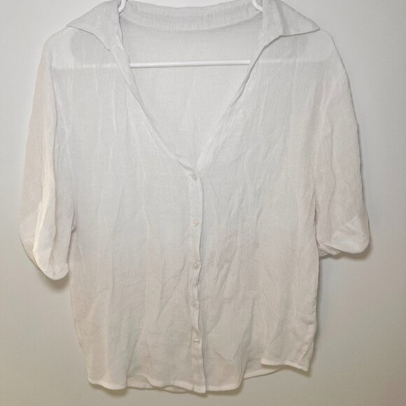 White Lightweight Button-Up Blouse – Size Small - Picture 1 of 2